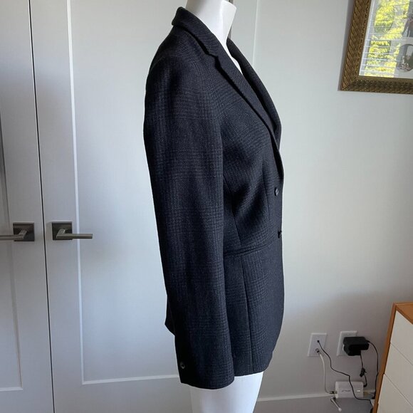 Massimo Dutti 2 Button Notch Collar Wool Alpaca Blend Houndstooth Blazer Grey 8 - Picture 4 of 15